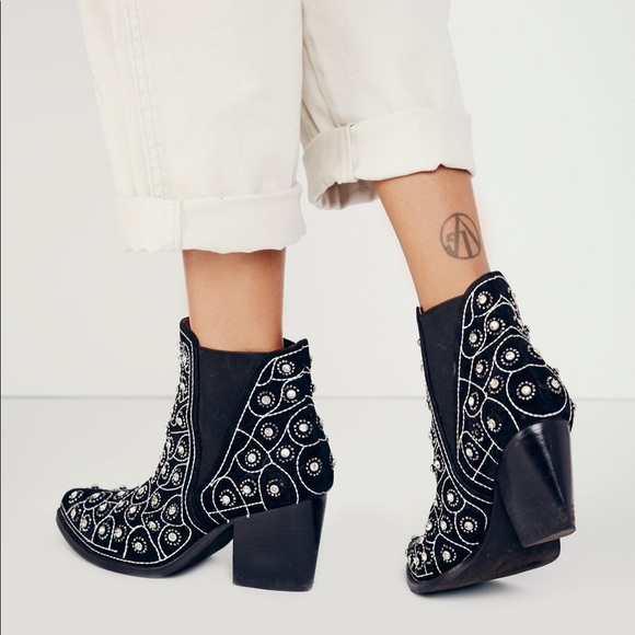 Free People After Dark Embellished Suede gem Boot - Picture 1 of 10
